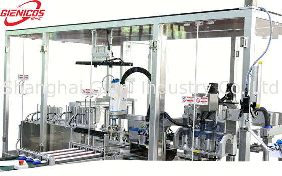Automatic Cushion Filling Machine with 180° Flip Pick & Place System Four Nozzle Servo Filling and Dual 25L Stainless Steel Tanks